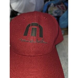 Travis Mathew Signed Red Hat With Logo Above His Signature.‎ Hook And Loop...